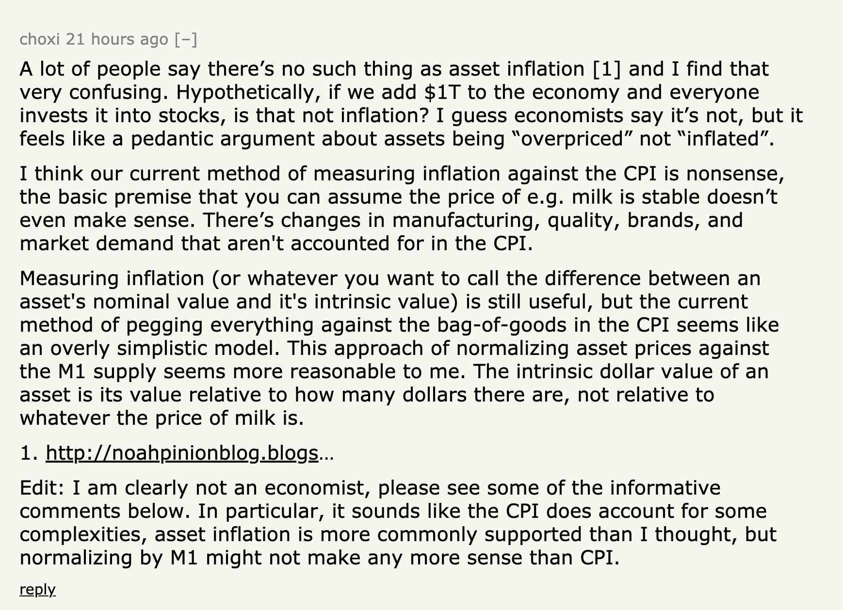 Inflation Chart: the stock market adjusted for the US-dollar money supply